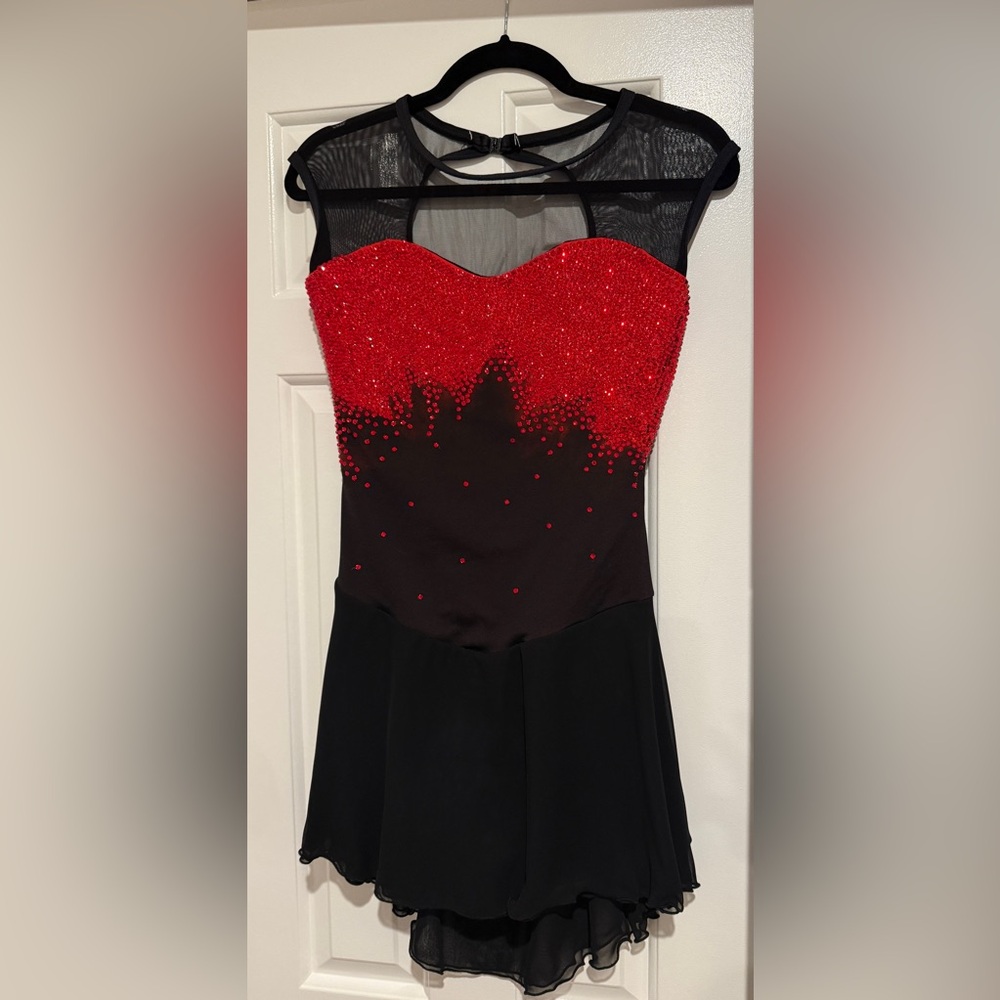 Elite Xpression Red and Black Adult Figure Ice 
Skating Dress